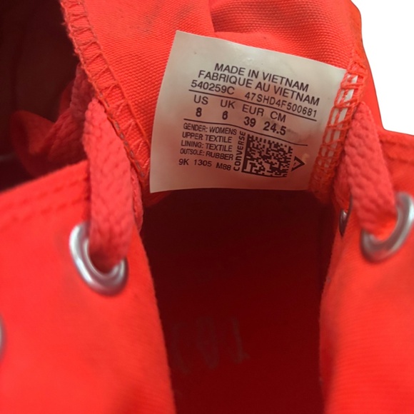 Converse All Star Platform High Tops – Monochrome Neon Orange – Women’s 8 - Picture 8 of 8